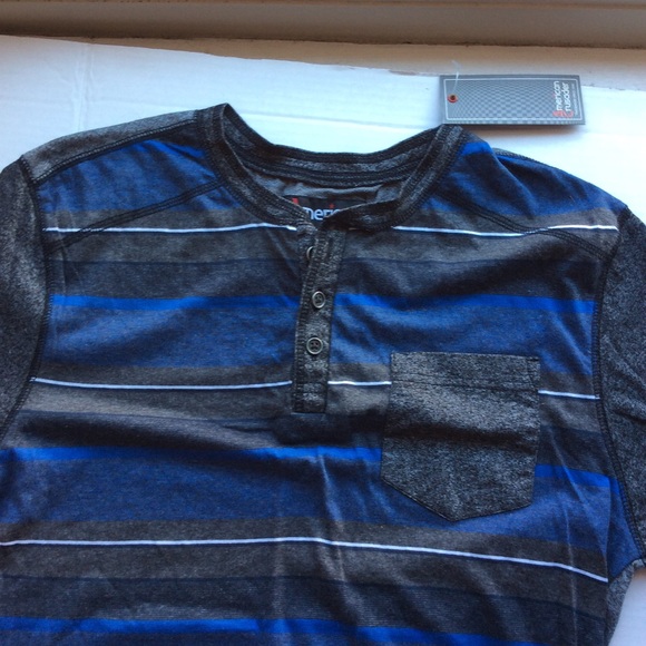 America Crusader Blue/Gray Striped 3 Button Shirt - Picture 5 of 8